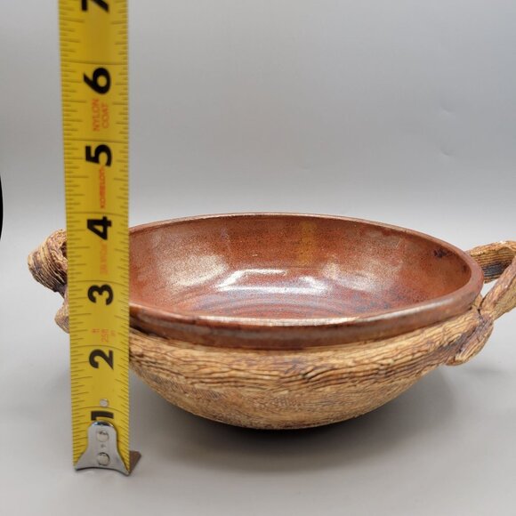 Handcrafted Ceramic Serving Bowl With Rustic Handles - Picture 5 of 10